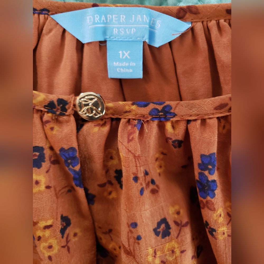 Draper James Brown and Blue Long Sleeve Sundress - Picture 9 of 11